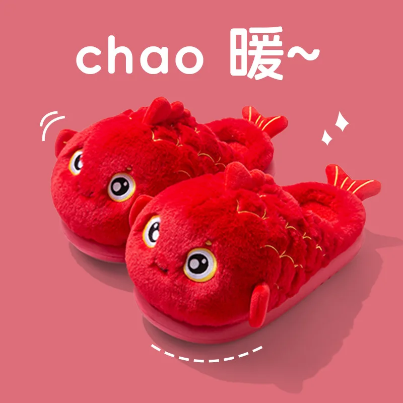 

Little Fish Cotton Mop Girl Autumn Winter New Indoor Home Cute Keep Warm Anti-Slip Plush Cotton Slippers Kawaii Cartoon