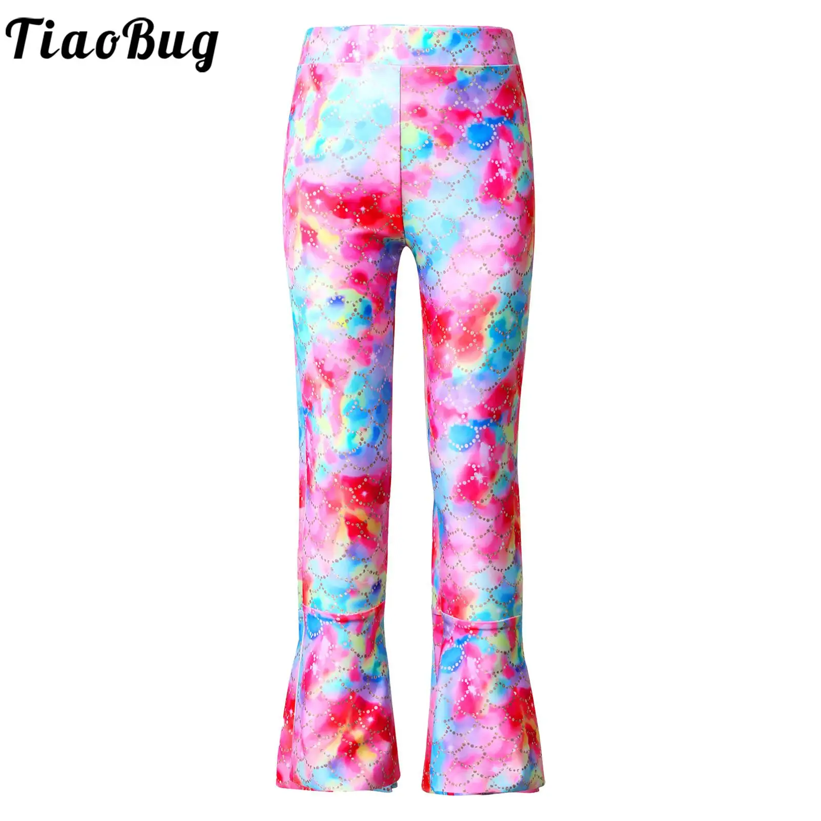

Kids Girls Colorful Printed Swimming Pants Swimsuit Leggings Swimwear Bottom Beach Bathing Suit Flared Pants Bell Trousers