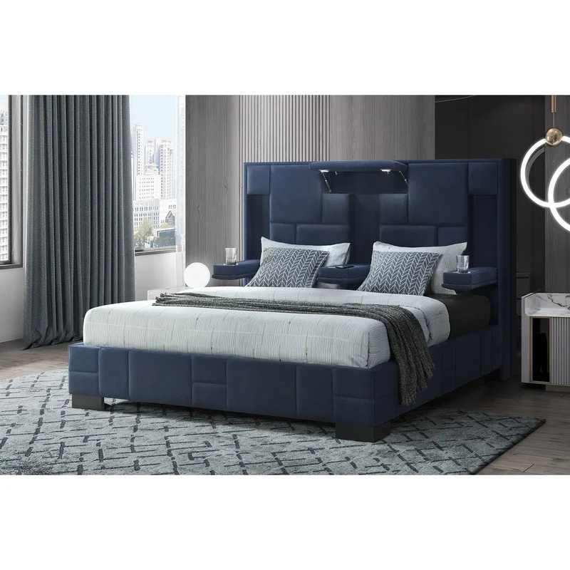 

Yaris Navy Blue Queen Bed Frame