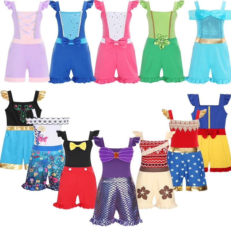 

2-10Y Baby Girls Casual Bodysuits Anna Elsa Cosplay Costume Kid Summer Fancy Princess Rompers Jumpsuit Princess Cospaly Dress Up