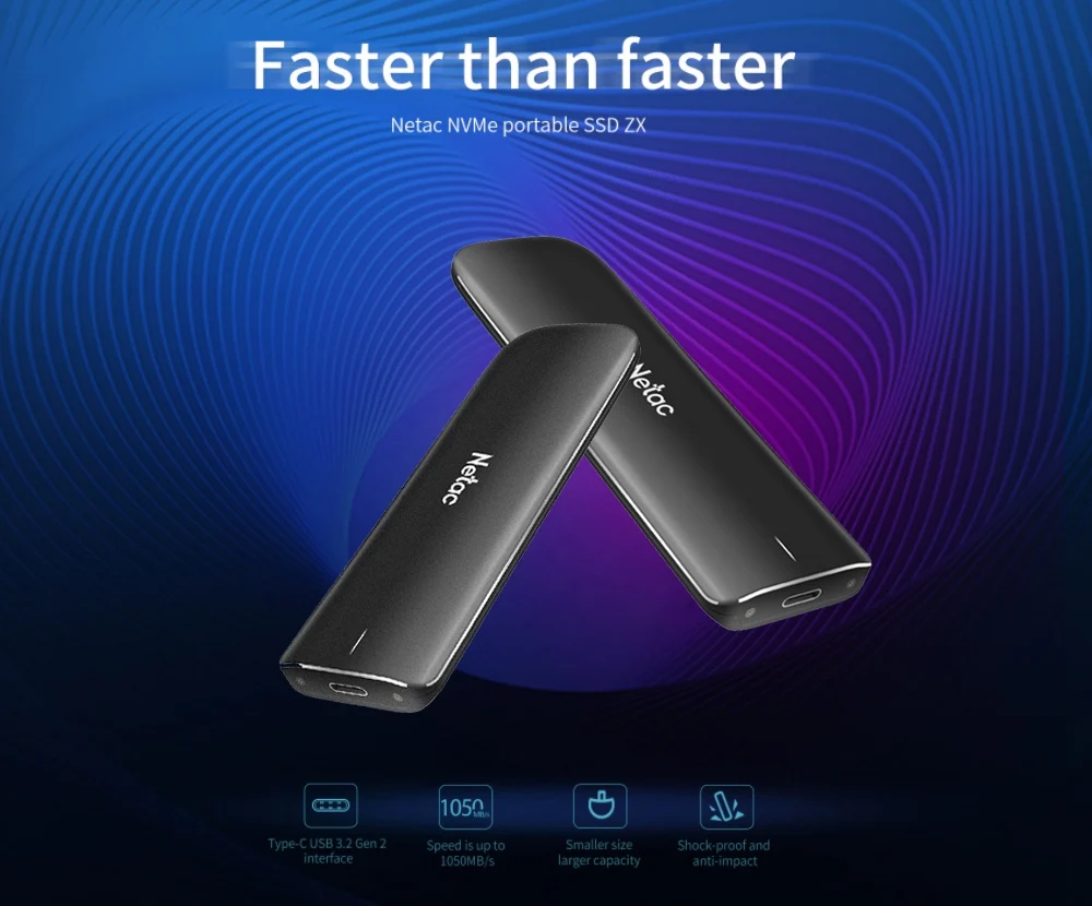 Netac 2000MB/s Externe SSD-Festplatte 1TB 512GB SSD Tragbare USB3.2 Gen2x2 Solid-State-Disk ZX20 für Business-Laptops und Desktop-PCs – Detail 11