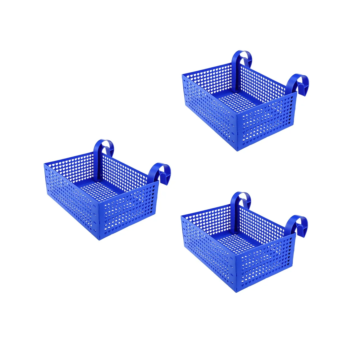 3Pcs Poolside Storage Basket with Cup Holder Hooks,Stretchable Pool Toy Basket for Most Frame Pools Pool Accessories