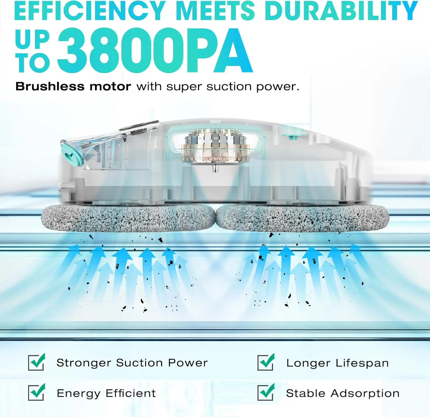 Robot Window Cleaner with 3800Pa Suction, Auto Water Spray, AI Path Planning & Edge Detection, Remote Control for High-R