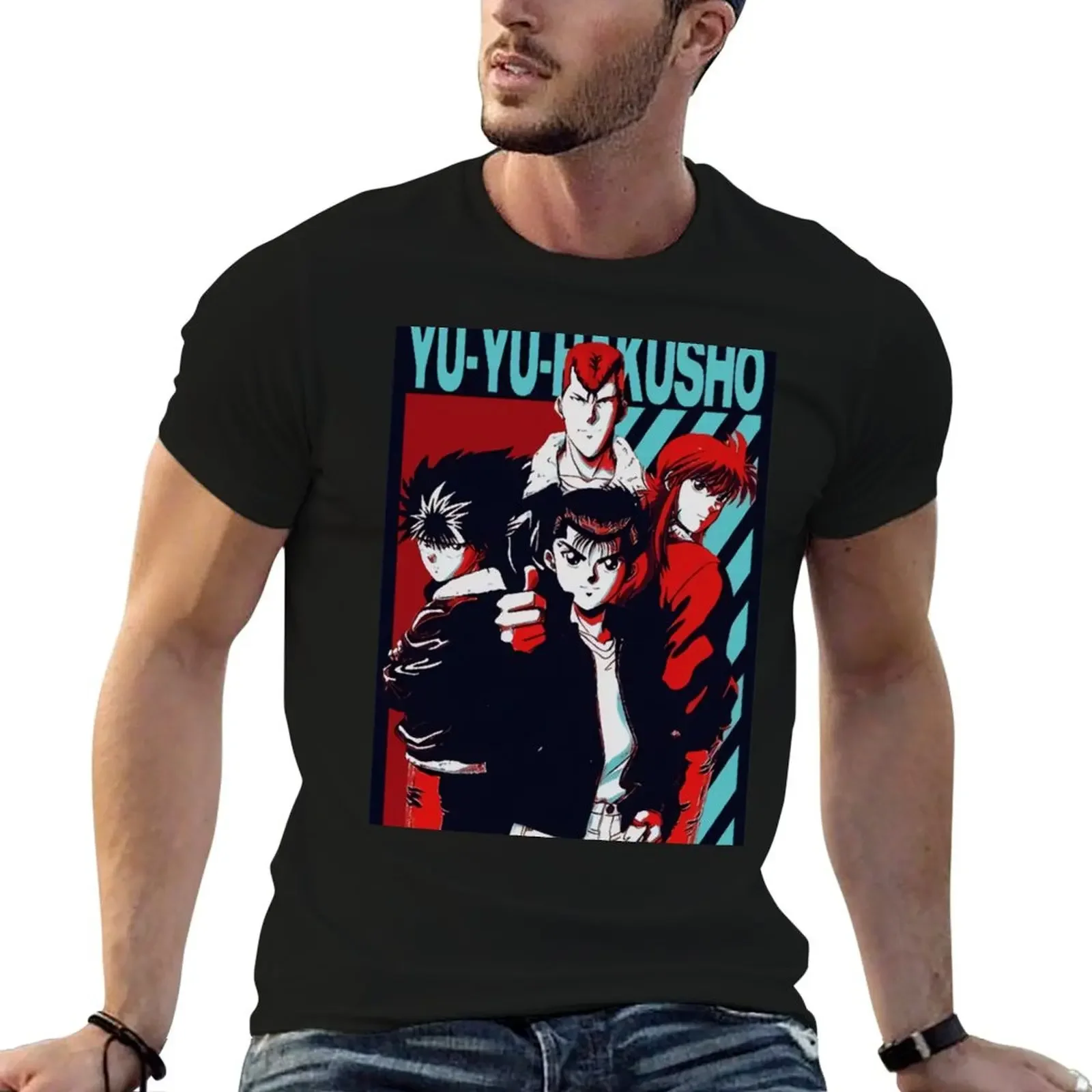 Anime Hakusho Poster T-Shirt blacks graphics graphic t shirts plain black t shirts men