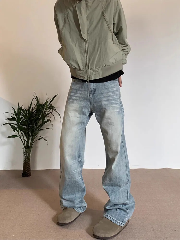 

American Retro Straight Leg Wide Leg Jeans Men Casual High Street Spring Loose Fit Jeans Modern Sle Long Pants for Youth