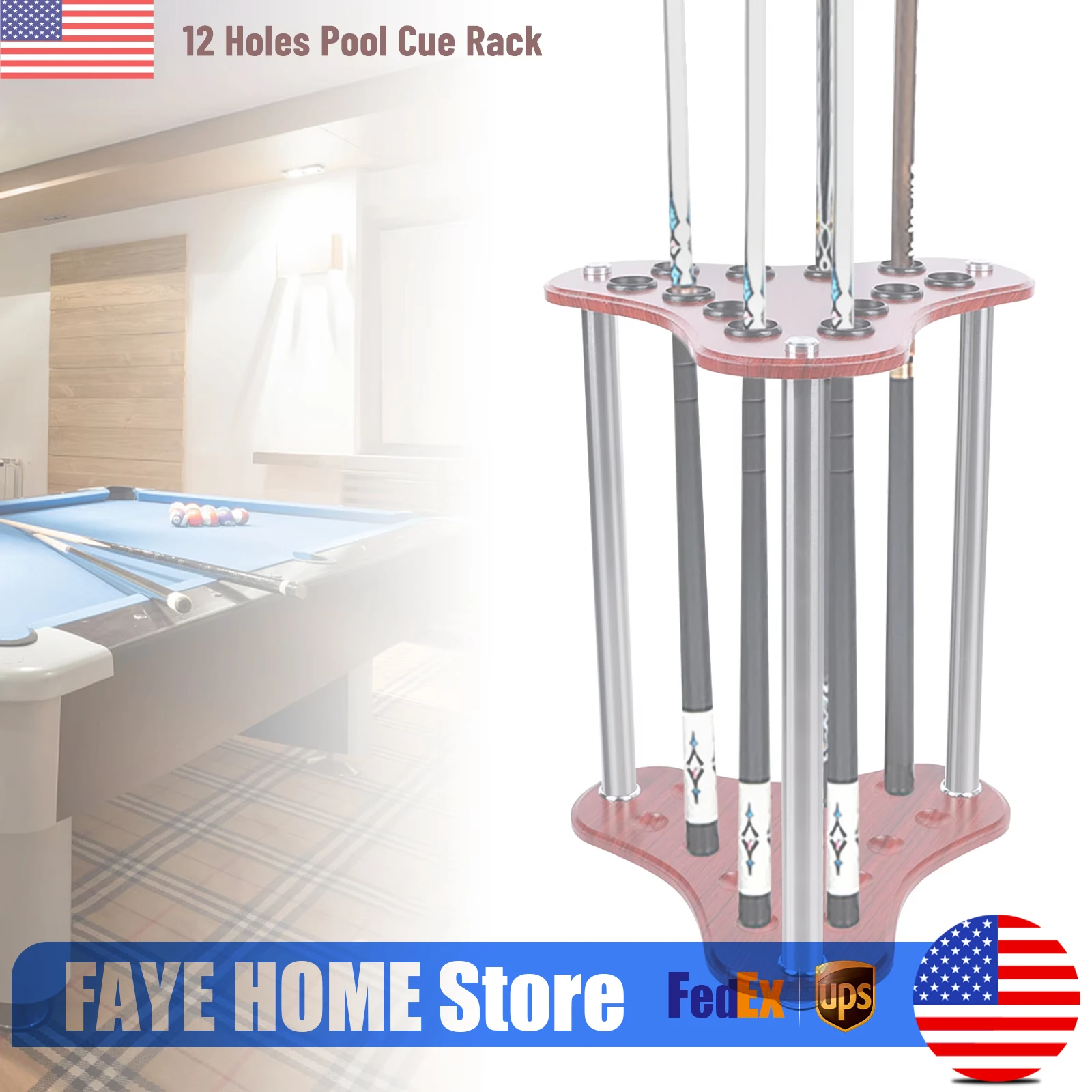 Support pour queue de billard à 12 trous, support d'angle pour queue de billard, support au sol