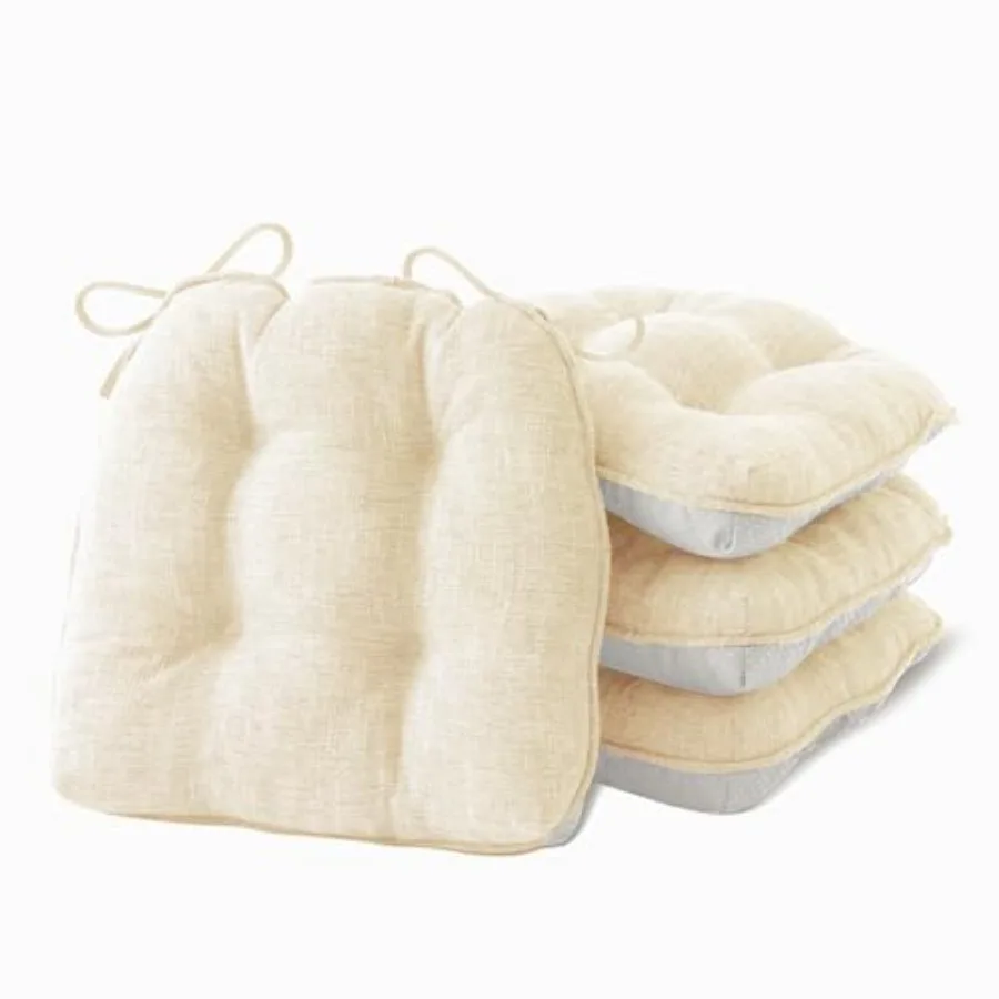 

IPYNBAP Chair Cushions for Dining Chairs Set of Kitchen Chair Cushions Chair Pads with Ties and Non Slip Backing Tufted Memory