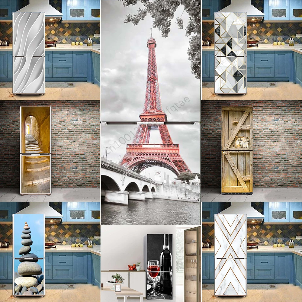 

3D Three-dimensional Geometric Refrigerator Sticker DIY Self-adhesive PVC Waterproof Landscaping Decorative Refrigerator Sticker