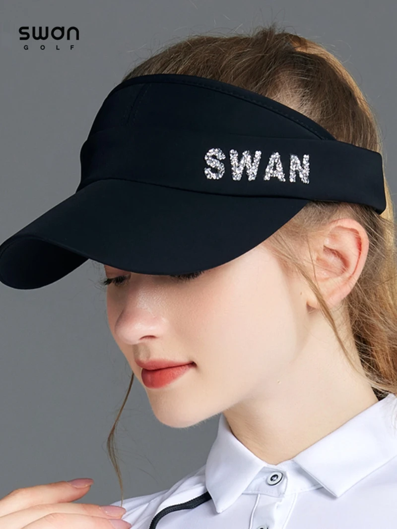 SG Golf Women's Hot Diamond Hollow Top Hat Golf Sunshade Sunscreen Show Face Small Duck Tongue Cap Topless Sports Cap Cute Girl