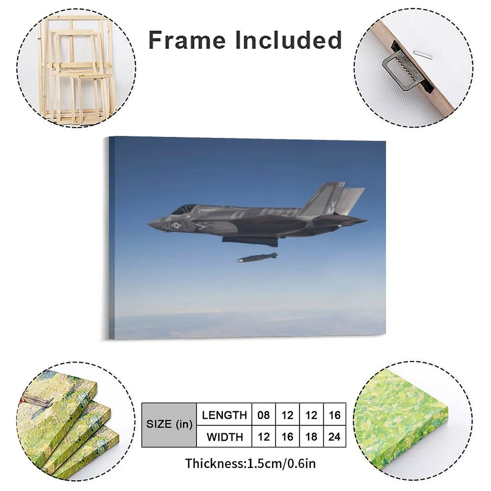 F 35 Military Jet Fighter Canvas Painting Club Home Wall Plaque Printing Club Framed Wall Paintings