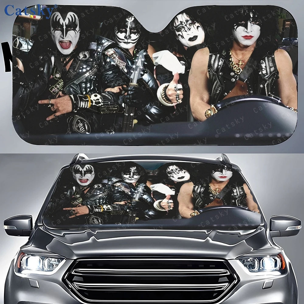 Car Sunshade Group Of People Dressed Up As Gene Simmons And Paul Stanley Auto Sunshades Sunshade, Front Window Sun Cover For Car