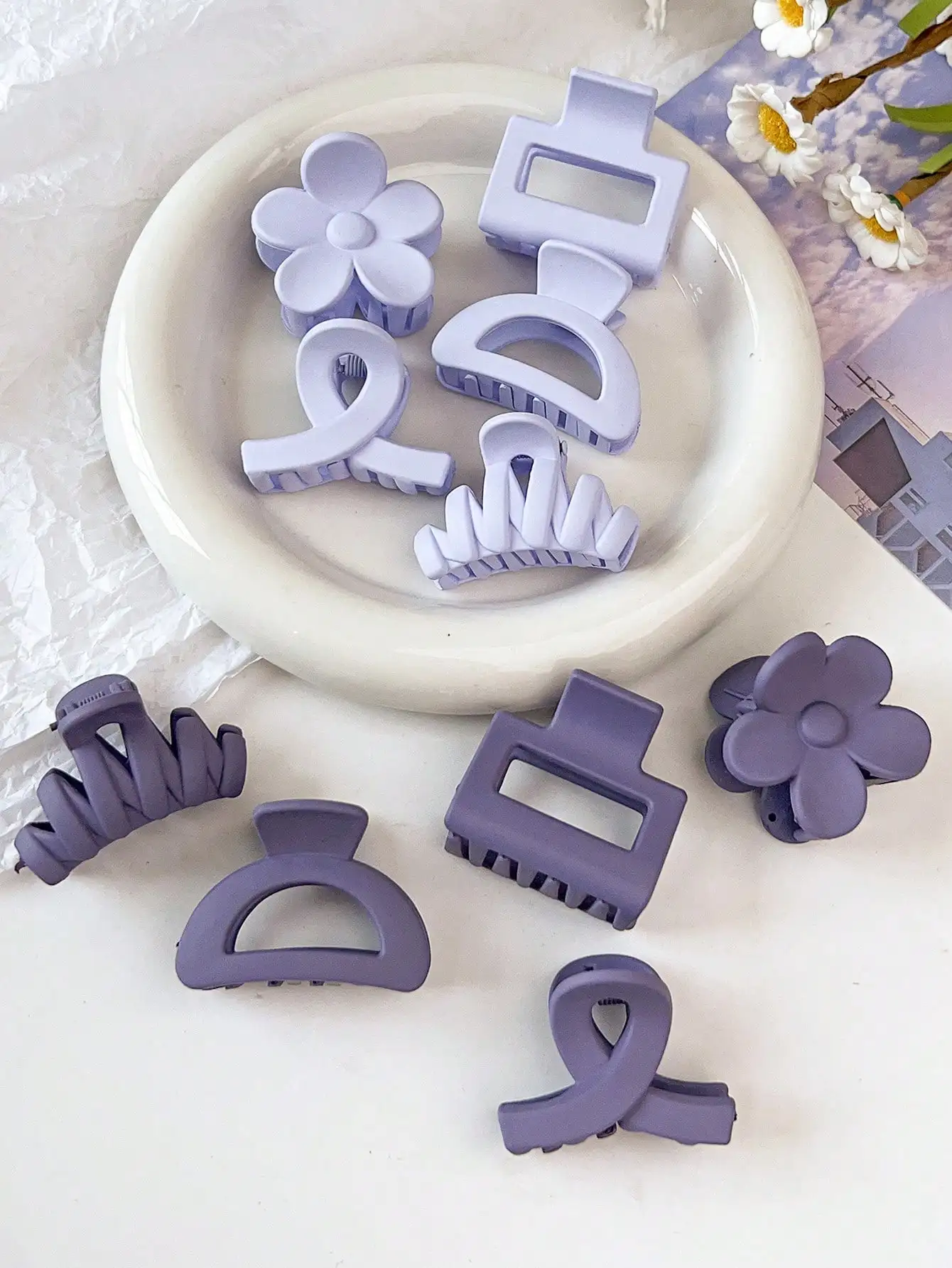 10 Stück mehrfarbige kleine Haarklammern, niedliche Blumen, rutschfeste Kieferklammern, 5 Stile, Bananenklammern, Haarschmuck für Frauen und Mädchen – Detail 7