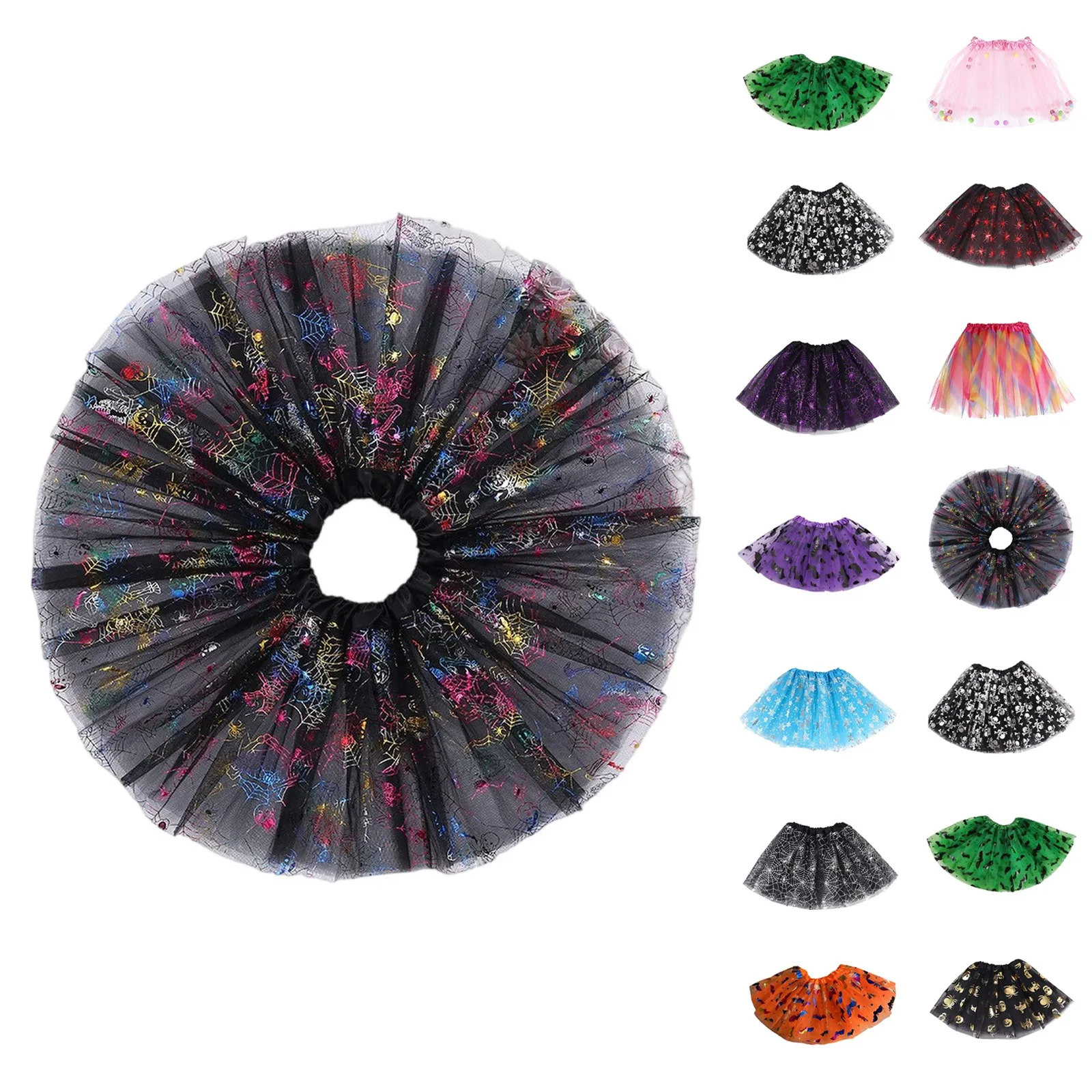 Halloween Spider Mesh Skirt Paired With An Elastic Waistband Comfortable To Wear Party Costume Ball Gown Mini Skirt