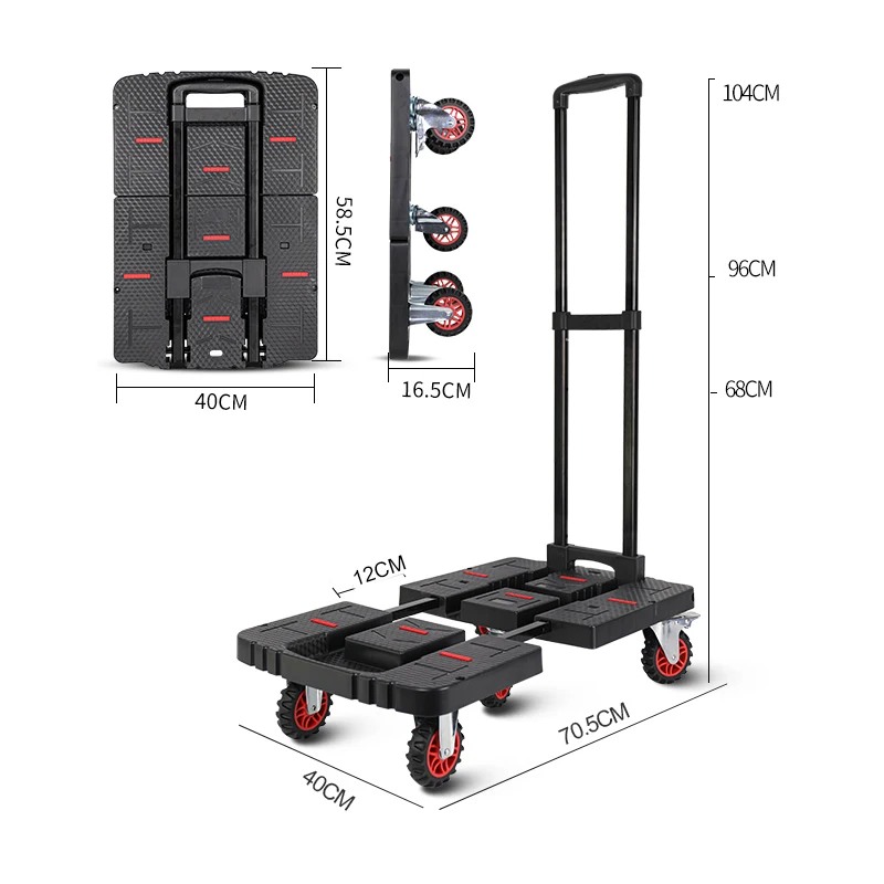 

Foldable Luggage Platform Trolleys Heavy Duty Plastic Trolley Folding Hand Carts & Trolleys