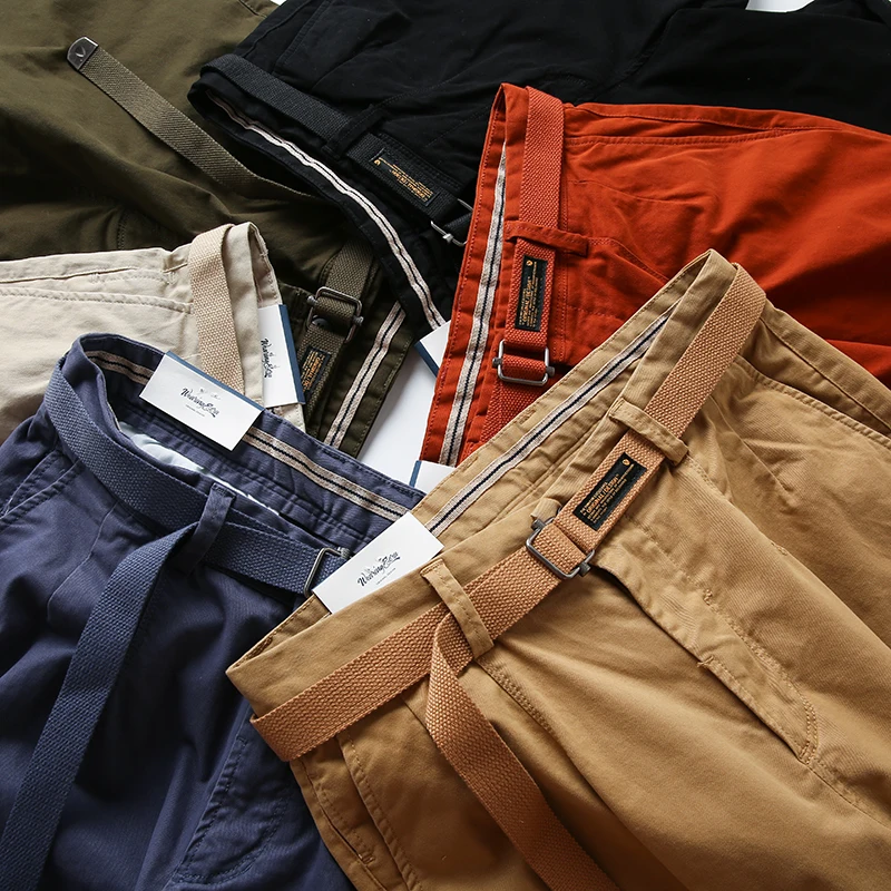 夏ウォッシュカジュアルショーツメンズ和風ヴィンテージ作業着ルーズストレート5分丈おしゃれ若々しい