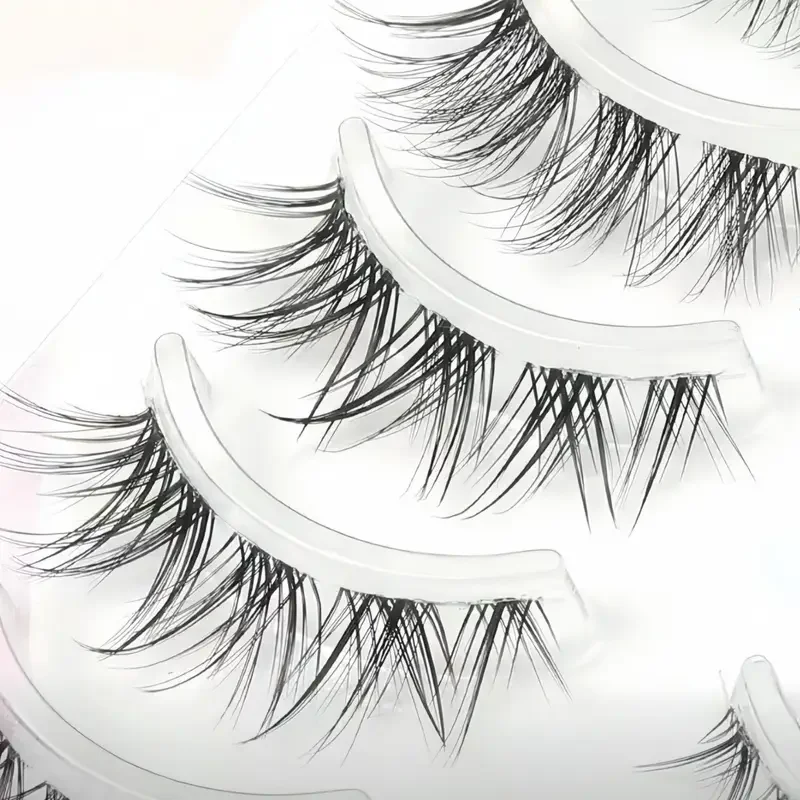 5 pares de cílios postiços Fox Eye - maquiagem leve esfumaçada, extensões de ponta de olho inclinado e curvadas