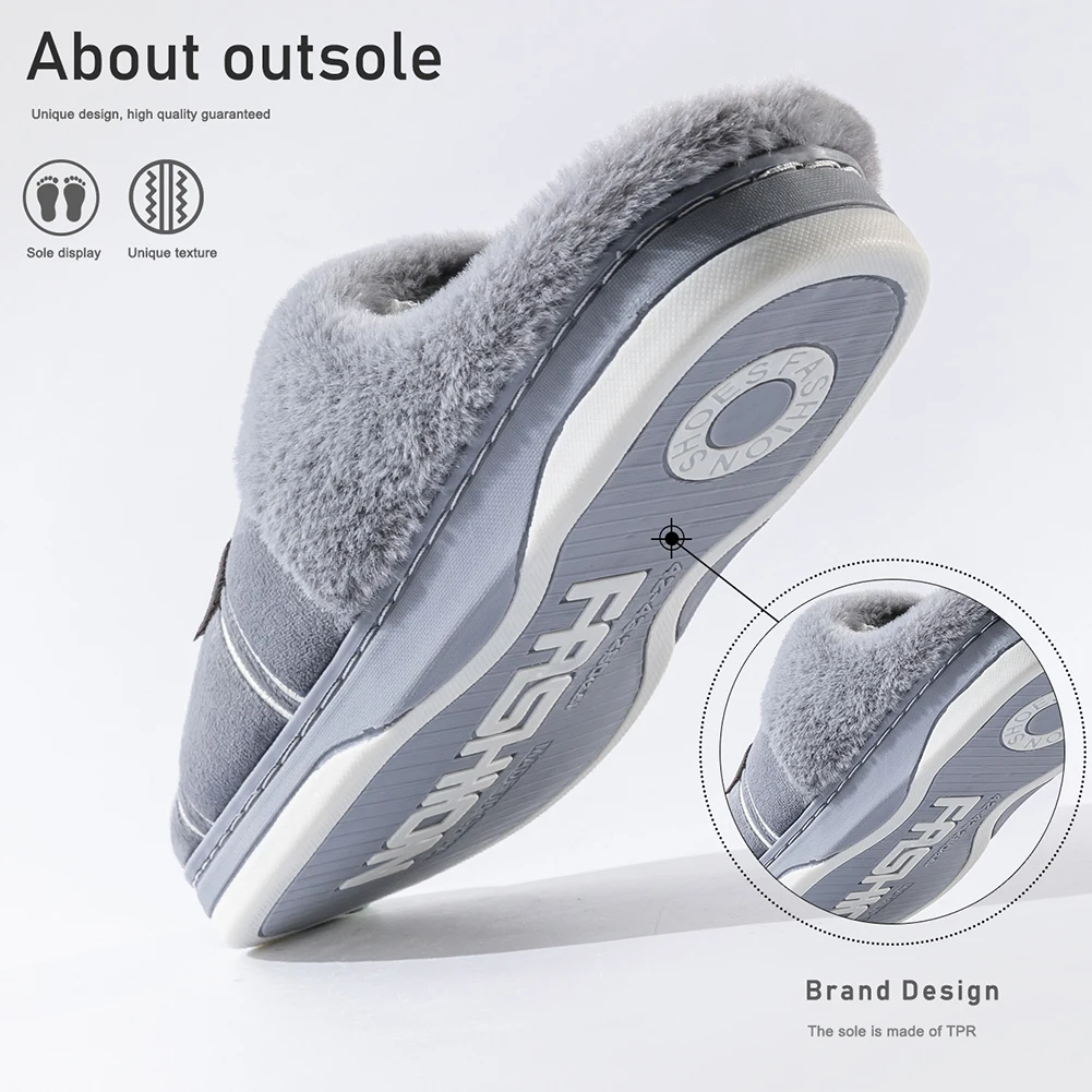 House Slippers for Men Plaid Warm Soft Comfortable Non Slip Living Room Shoes Sturdy Sole Big Size 50-51 image 2