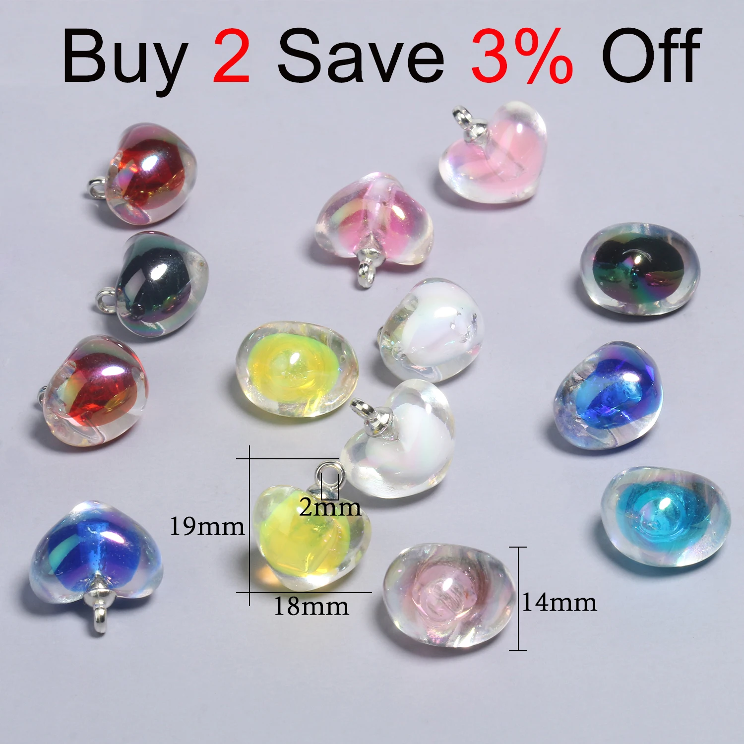 10pcs 19x18mm AB Color Acrylic Charms Love Heart Charms Pendant for Jewelry Making Diy Keychain Bracelets Necklaces Accessories
