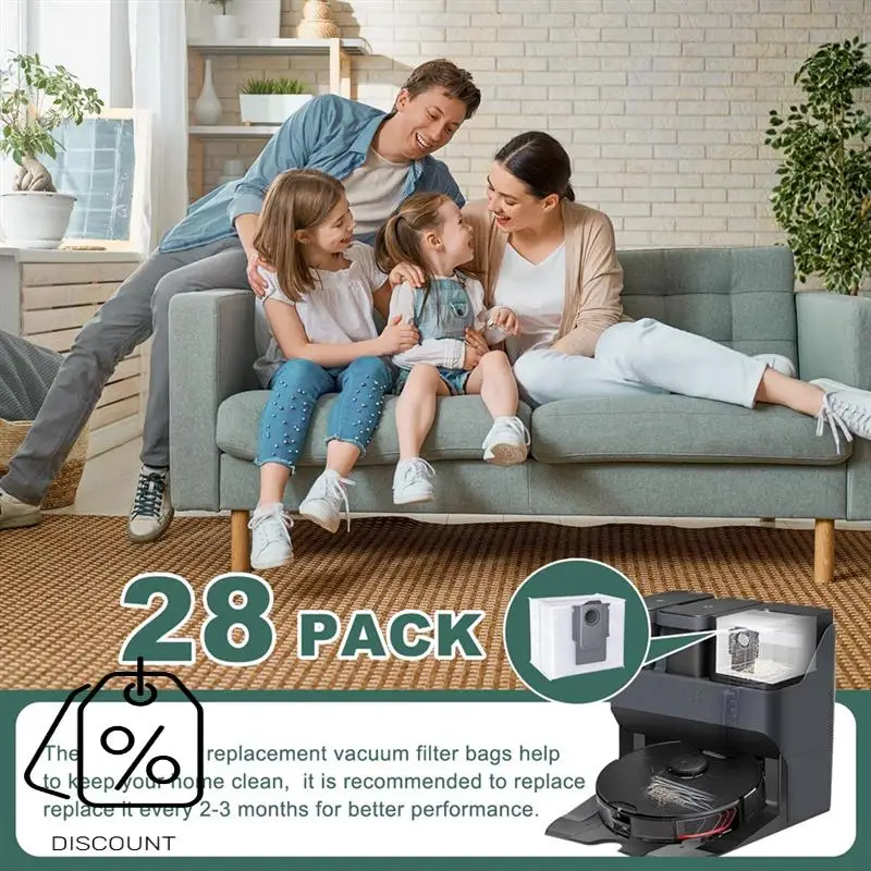 A83G-28 PACK أكياس مكنسة بديلة لـ Roborock S8+ Pro Ultra، S7 Maxv Ultra، Q8 Max+، Q7، Q5 أكياس التخلص التلقائي من الأوساخ