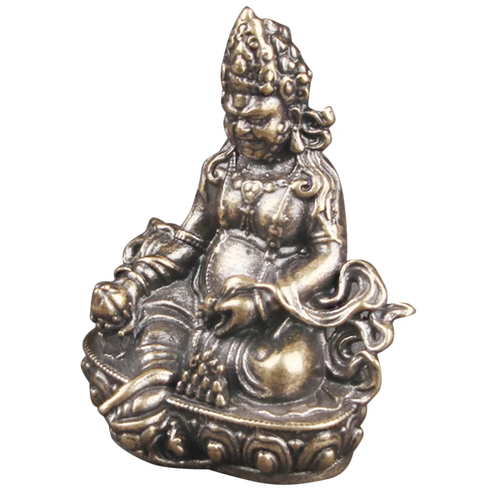 

Brass Wealth Statue Vintage Handmade Chinese Buddha Copper Sculpture Prosperity Home Desktop Decoration Gift