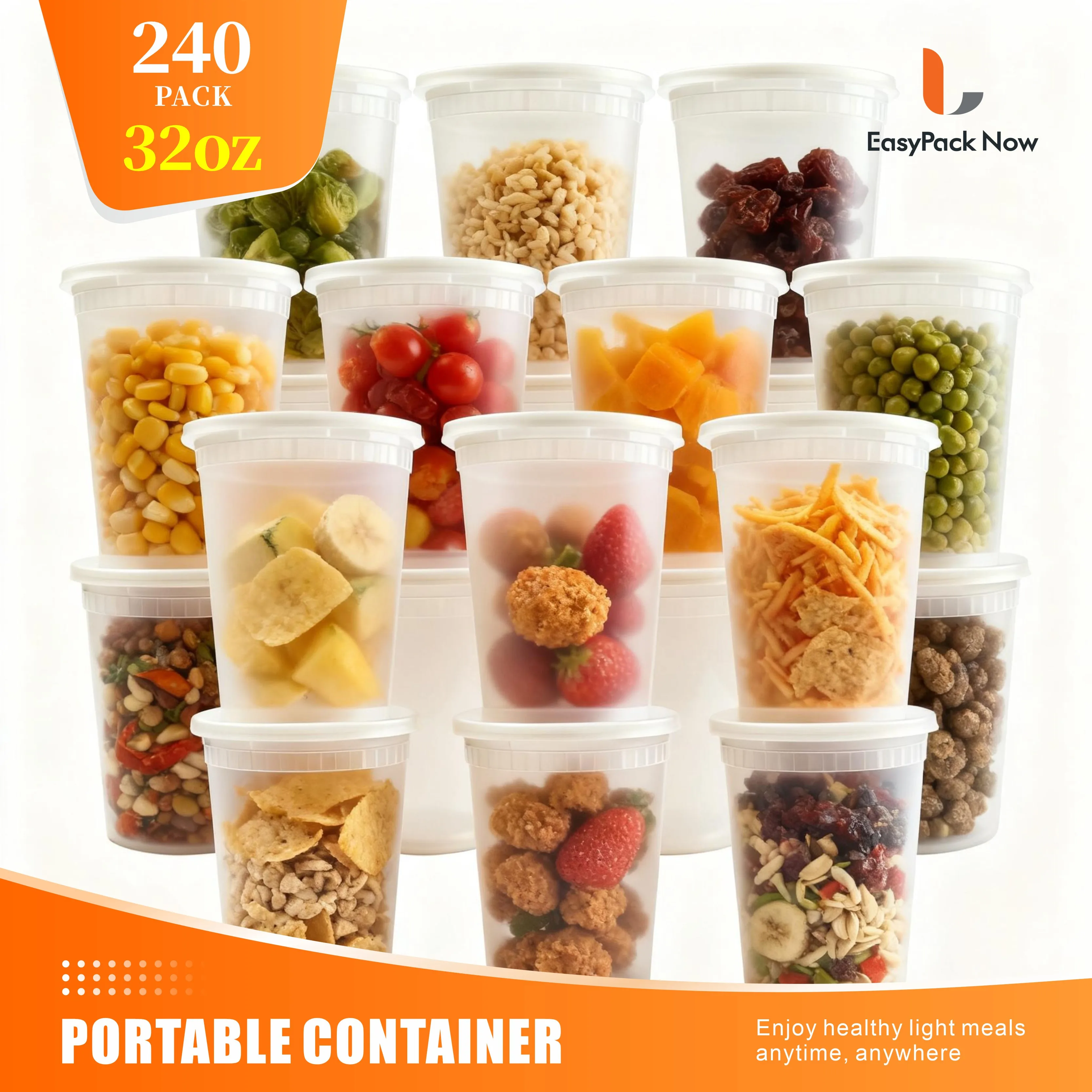 32 oz 240 Pack Clear Airtight Disposable Soup Containers Leak Proof BPA Free Microwave Safe For Home Work Catering
