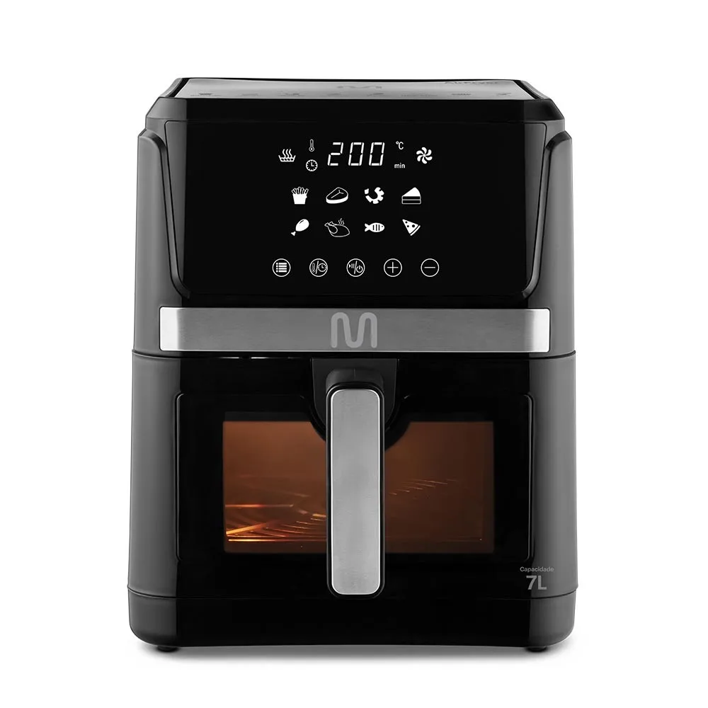 Air Fryer 7L Electric Oil Free Fryer with Display Gourmet 1800W 127V Black Multi Home - GO223