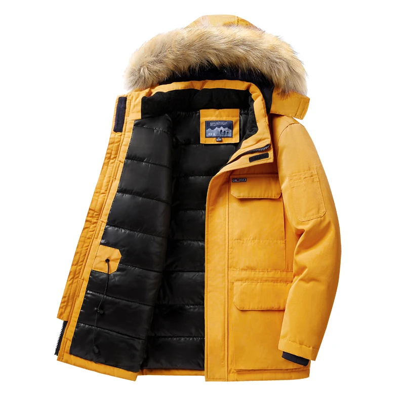 

Men Warm Winter New Long Casual Thick Warm Jacket Coat Windproof Men Fashion Hooded Fur Collar Jacket Classic Casual Parka Men
