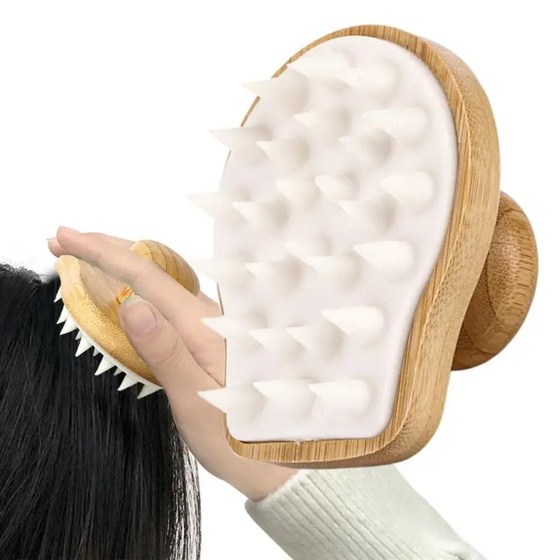 Shower Scalp Massager Massage Brush Head Shampoo Scrubber Wooden Hair Scrubber Scalp Scalp Scrubber Massager Brush Scalp Brush