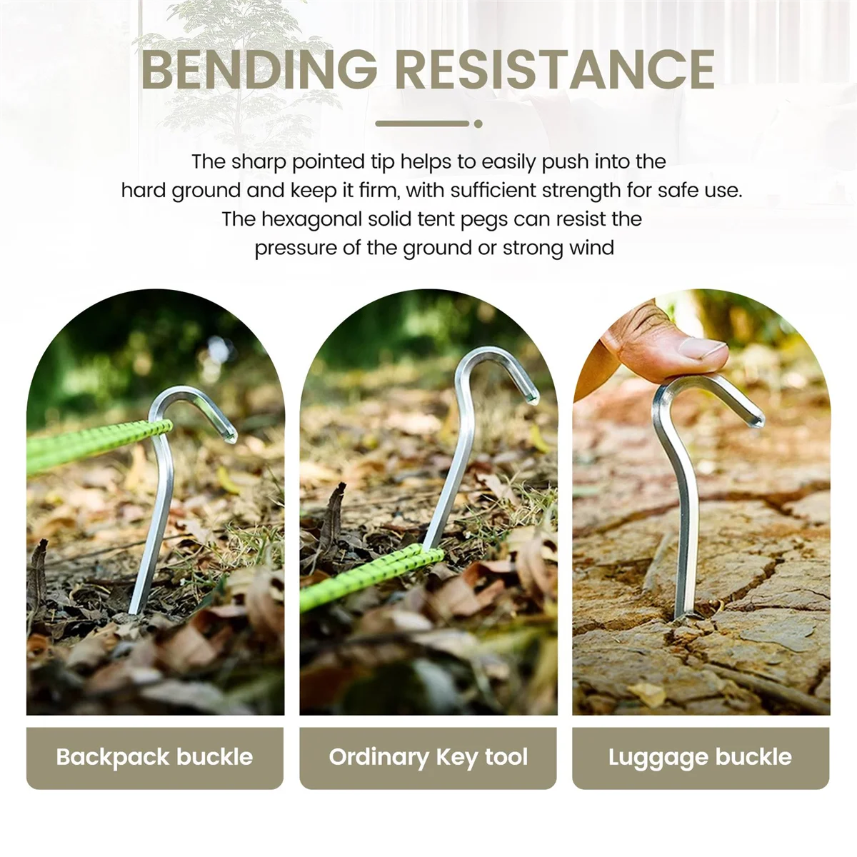 Tent Pegs 8 PCS 18cm Metal Heavy Duty Tent Hooks Aluminum Alloy Rust Free Camping Tent Ground Pegs