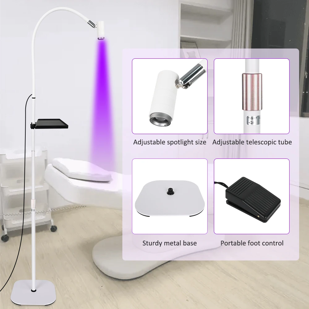 Imagem -04 - Luz uv para Extensões de Cílios Cola uv para Cílios Luz de Cura 2w6w Toque Regulável Foco Lâmpada com Controle de Pedal