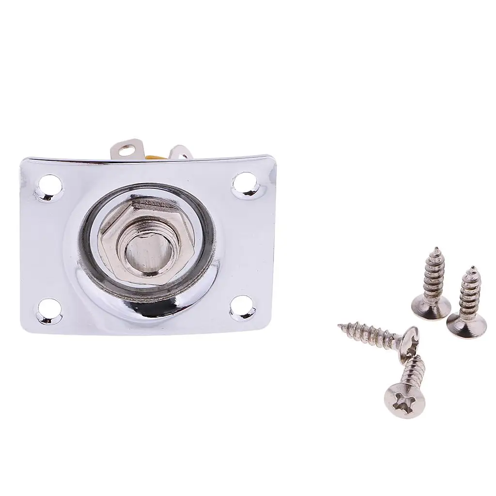 Electric Guitar Parts Rectangle Output Input Jack Sturdy Square Metal Plate for Instrument Repair