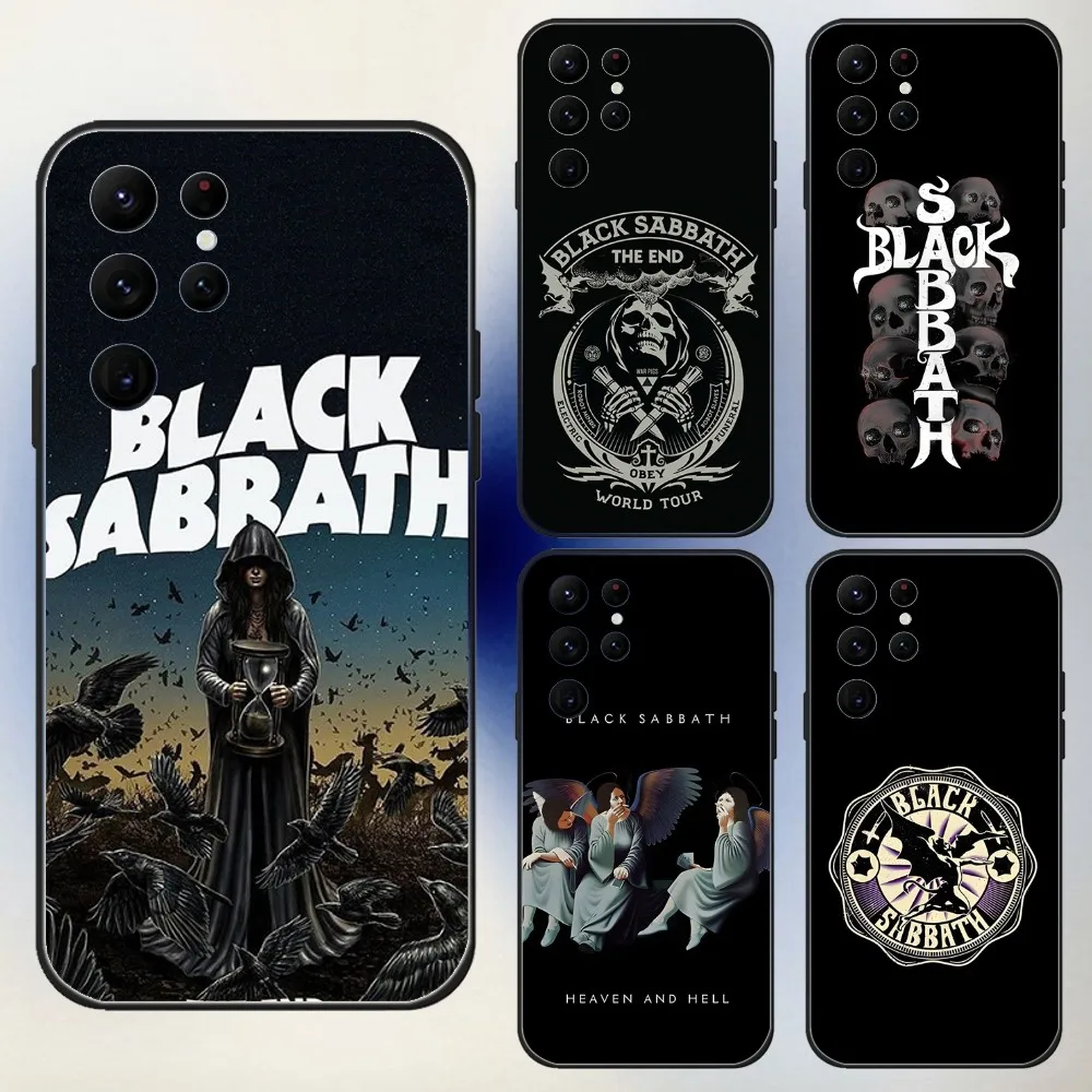 

B-BlackS S-Sabbath Band Phone Case For Samsung S24,23,22,30,21,10,9,Ultra,Plus,Lite,FE,5G Black Soft Case