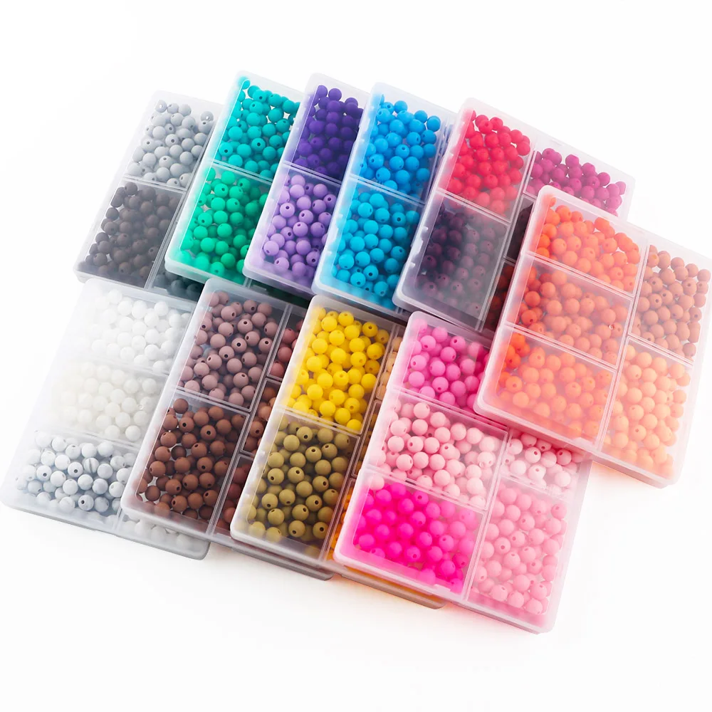 300pcs/Lot 9mm Boxed Silicone Round Beads Combination Set For DIY Jewelry Necklaces Bracelets Curtain Cord Key Chain Accessories
