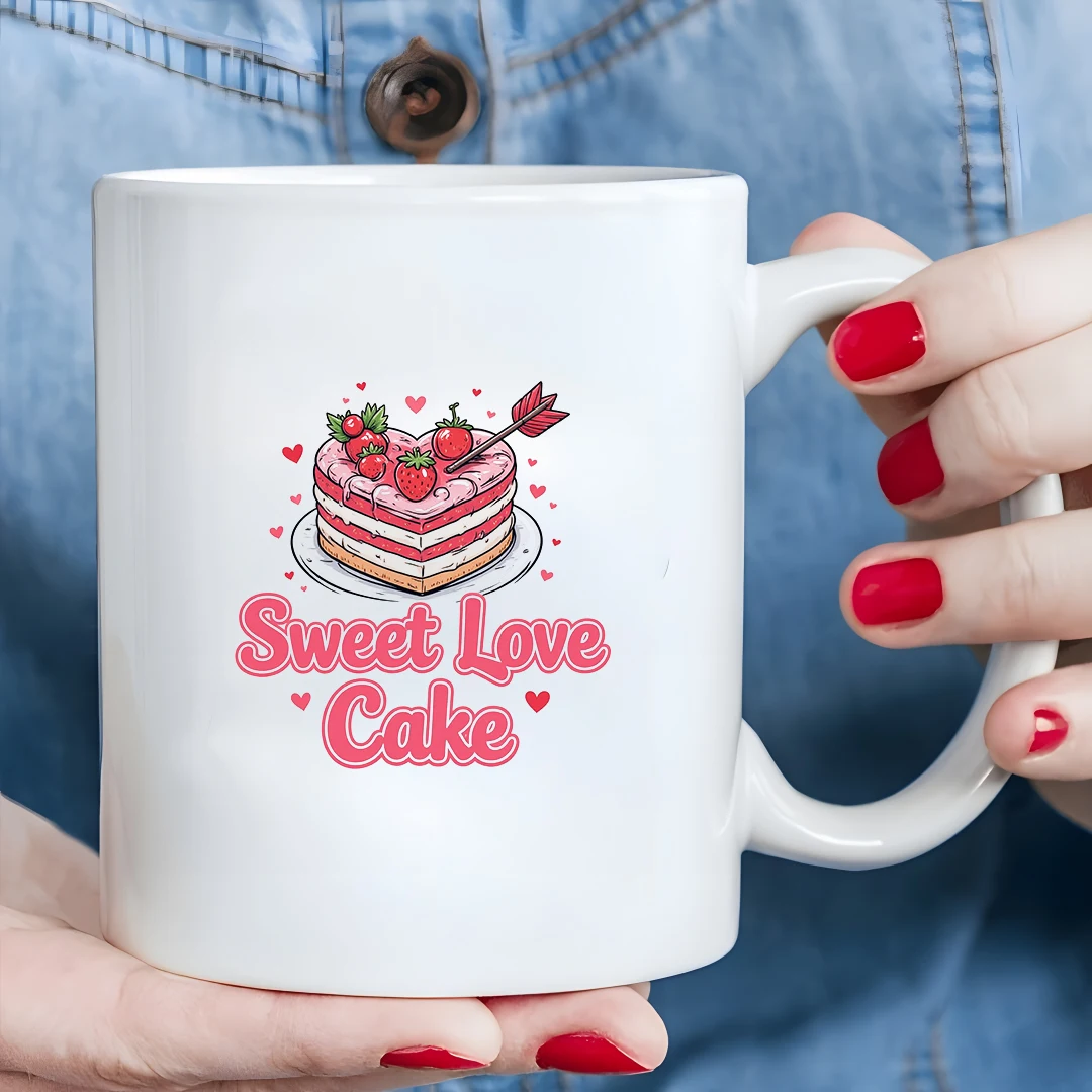 

11oz Mug + Sweetheart Cake Cartoon Cup + Kids Couples Cup - Christmas Gift Sweet Love Confession Cup Home Office Cup