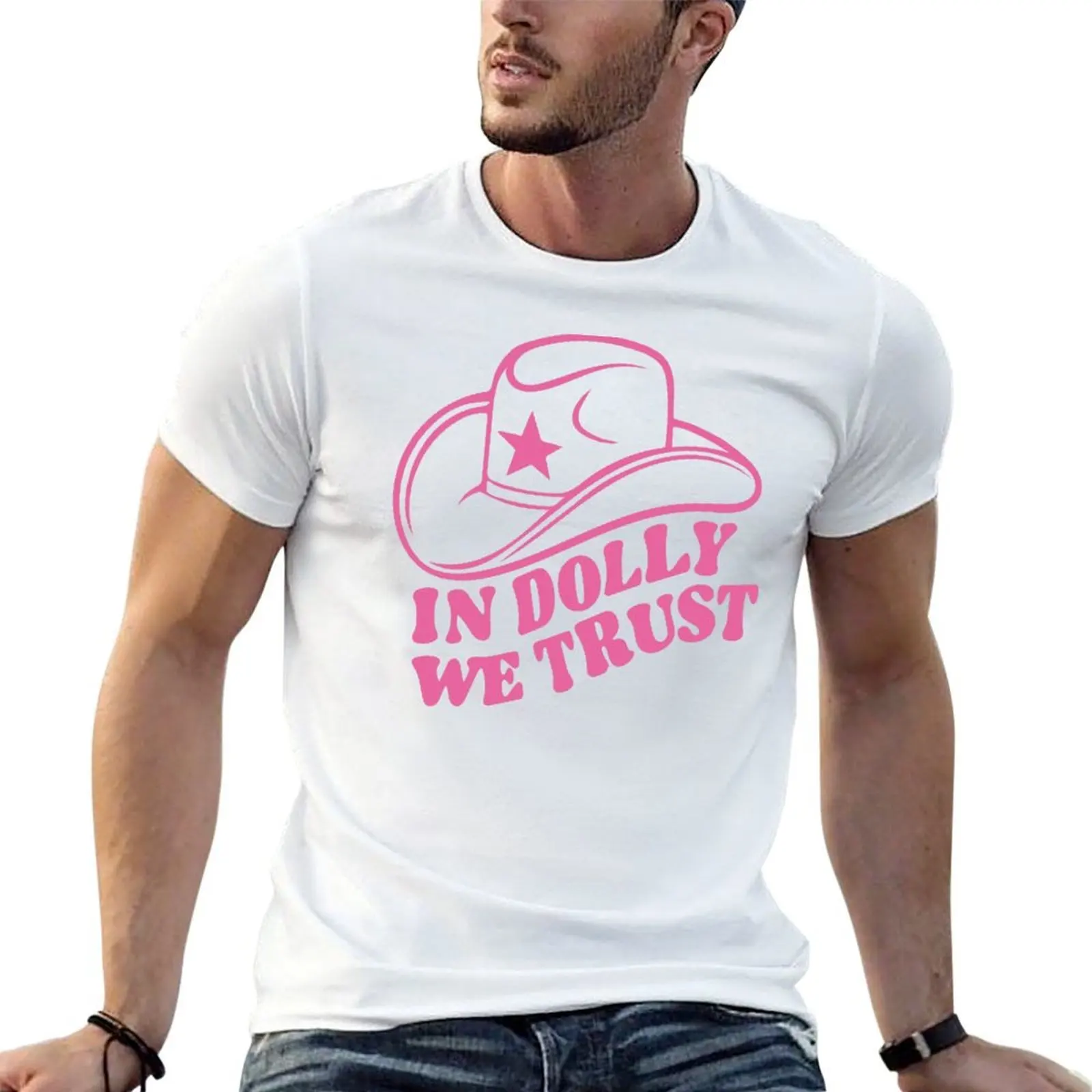 T-shirt In Dolly We Trust, T-shirt Dolly Parton, haut minimaliste décontracté à manches courtes