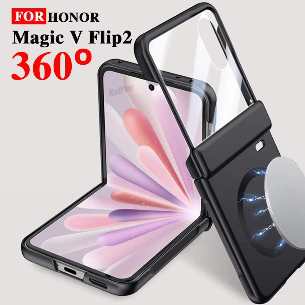 

MagicVFLIP2 Matte Skin feel Cases For HONOR Magic V Flip 2 For Magnetic Flip Camera Protection Glass Srceen Protector Cover