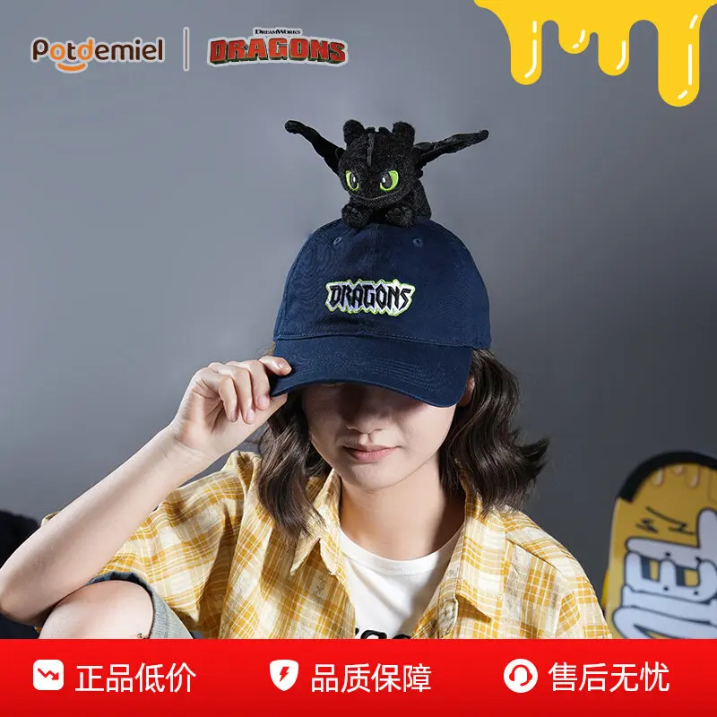 En stock: Gorra de béisbol original de Cómo entrenar a tu dragón, con decoración de peluche de Desdentado y Light Fury, ajustable, estilo Dad Hat.