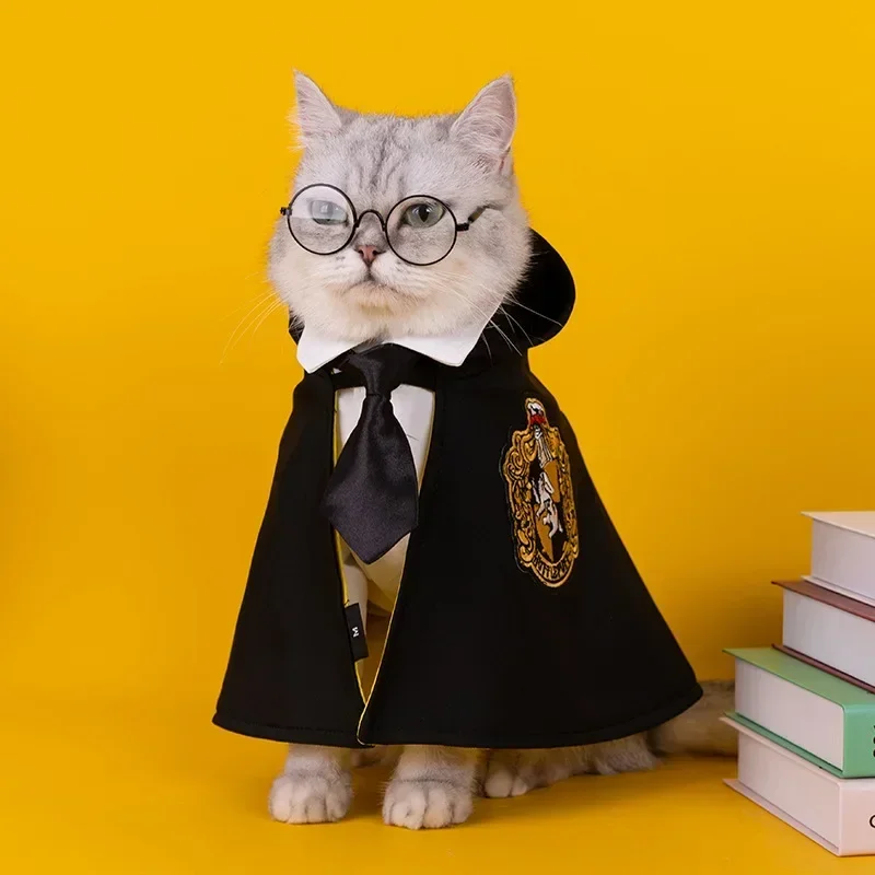 Harry Potter para gatos y perros, Cosplay de mascotas, Academia mágica, camisa para cachorros, ropa para gatos, capa, conjunto de adornos navideños