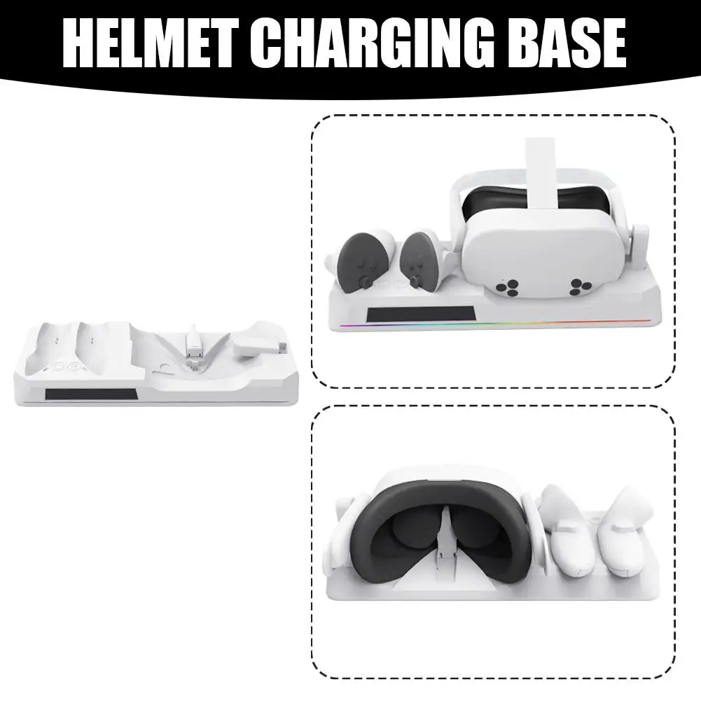 VR Headset Accessories Kit Wireless Charging Station with 2 Batteries Dock Base for Meta 3S VR Helmet 1PCS