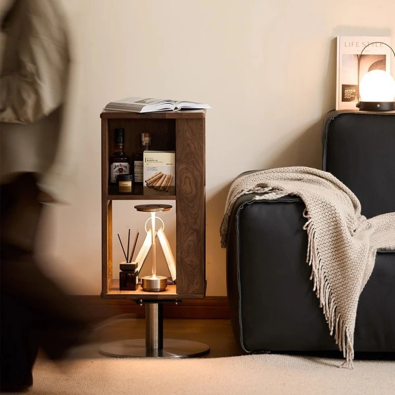 Black walnut side cabinet, corner cabinet, rotating storage cabinet, few bedrooms, solid wood bedside table