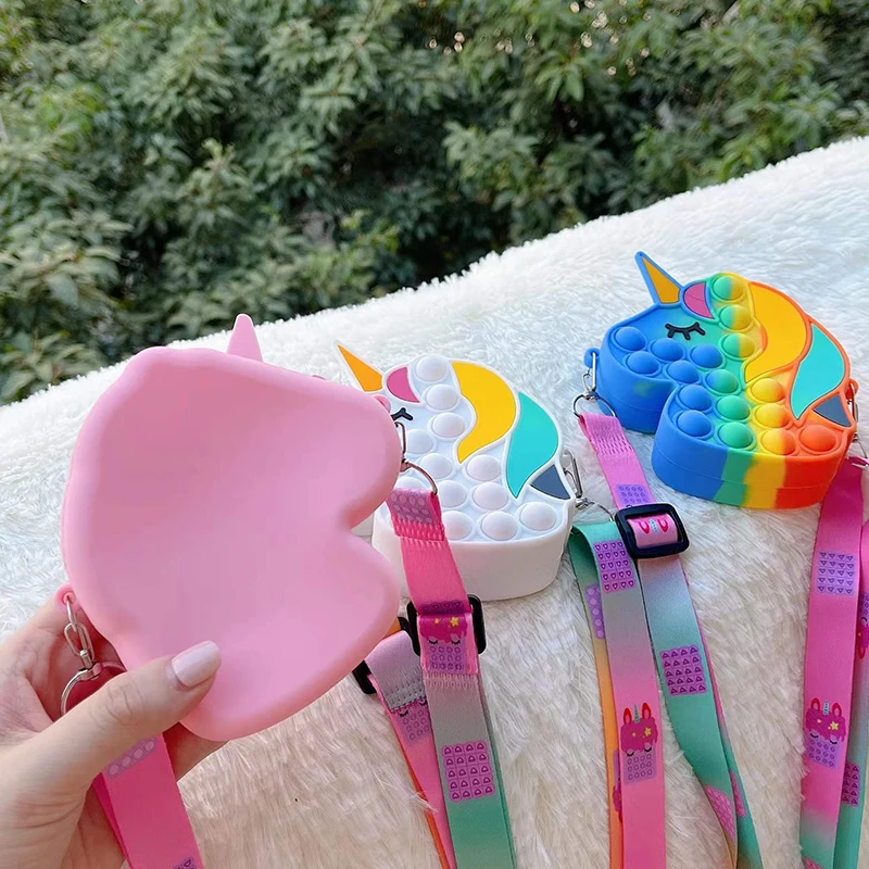 Unicorn Popite Bag for Kids Squeeze Toy Cheap Anti Stress Relief Toy Pack Autism Accessories Popits Silicone Push Bubble Bag