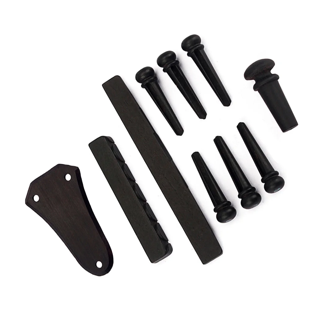 

10 PCS/ Ebony 10-piece Set Bridge Replace Truss Rod Cover Guitar Acoustic Pins