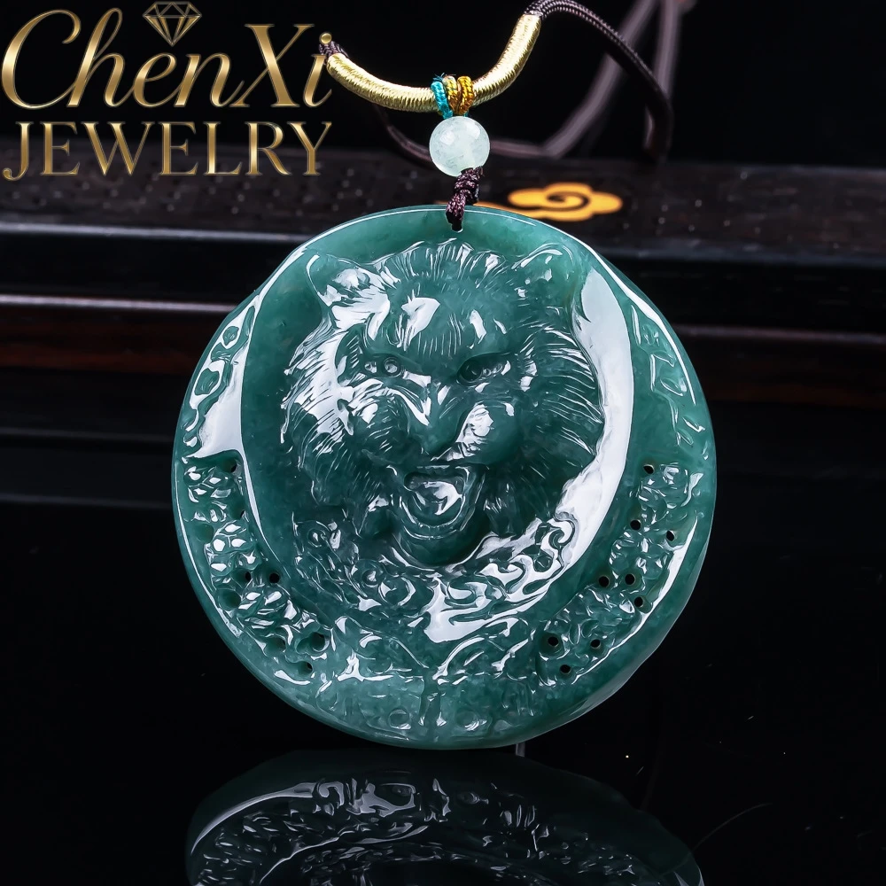 Natural A-Grade Ice-Blue Water Jadeite Lion Head Pendant Elegant Charms Standout Piece Exquisite Keepsake Lucky High-End Gift