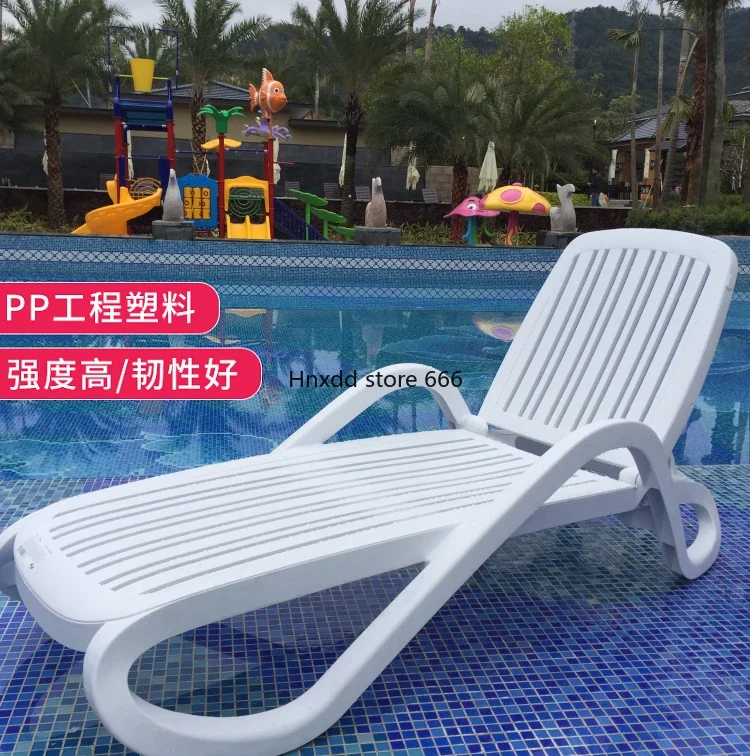 Outdoor swimming pool bed imported white plastic beach lounger