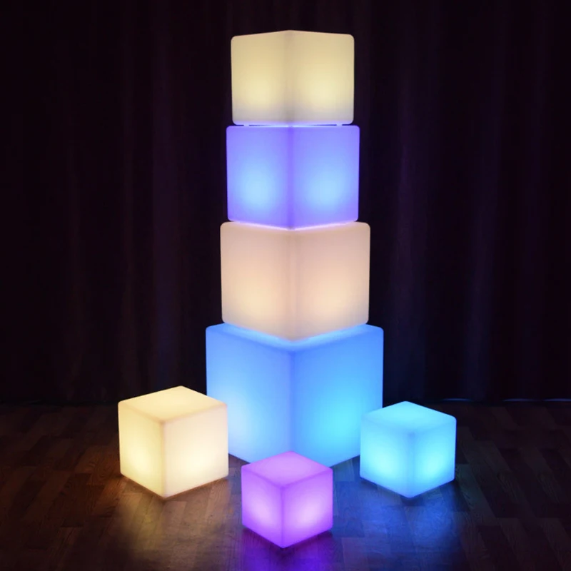 10CM/15CM/20CM Remote LED Colorful Changing Mood Cubes Night Rechargeable Glow Lamp Light Home Decor Romantic Lighting Q