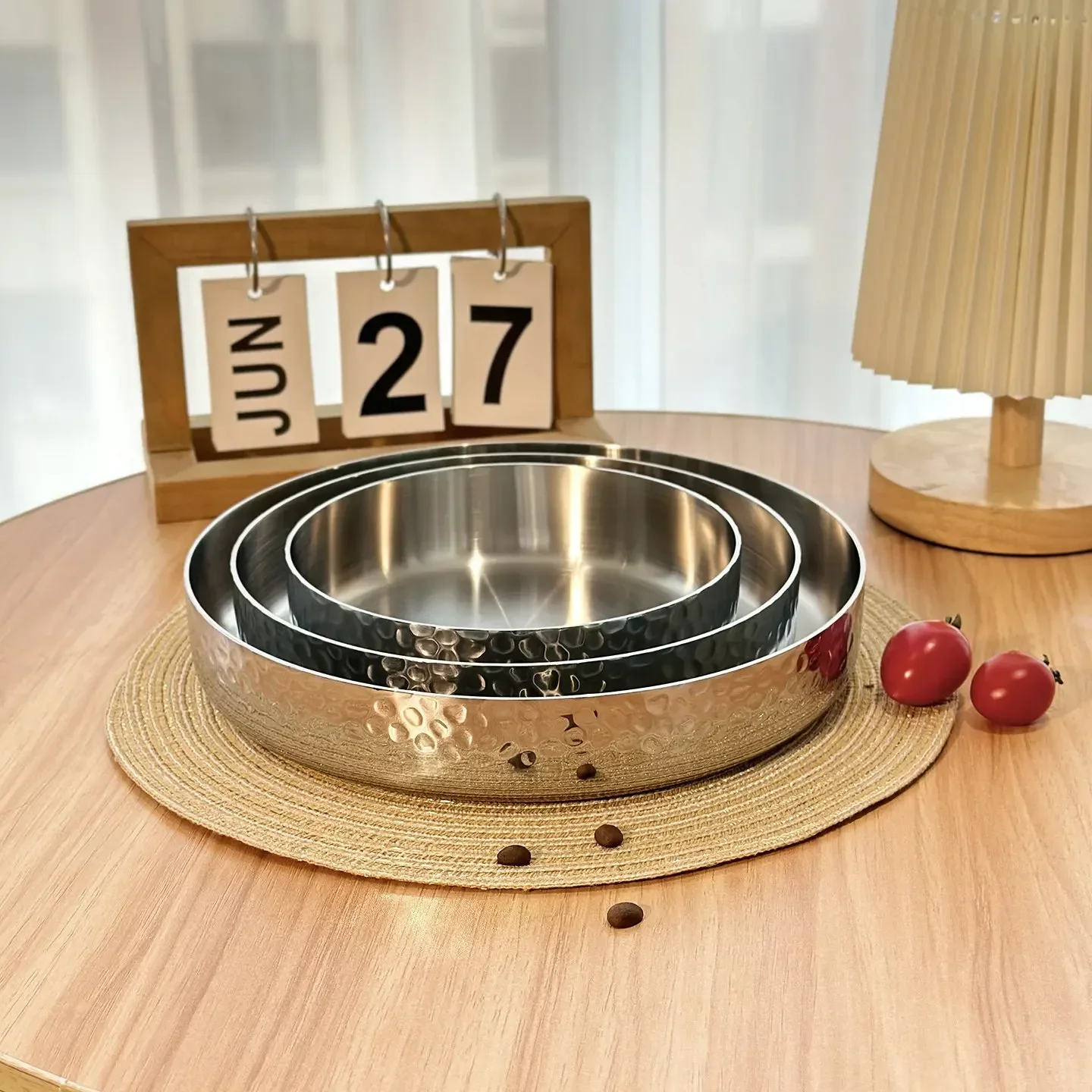 b11-7.2 three-layer steel hammer pattern forged baking pan, frying pan