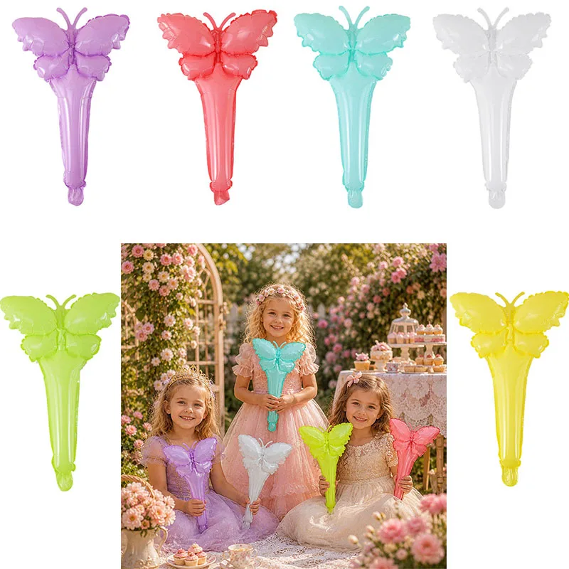 26pcs Macaron Butterflies Holding Balloons, Christmas Birthday Party Decoration Balloon, Wedding Gifts, Photo Booth Supplies