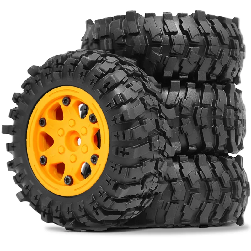 ABJF-4Pcs 88mm 1.9インチ ビードロックホイールリムとソフトラバータイヤセット 1/10 RCクローラーカー Axial SCX10 Pro Capra Traxxas TRX4用