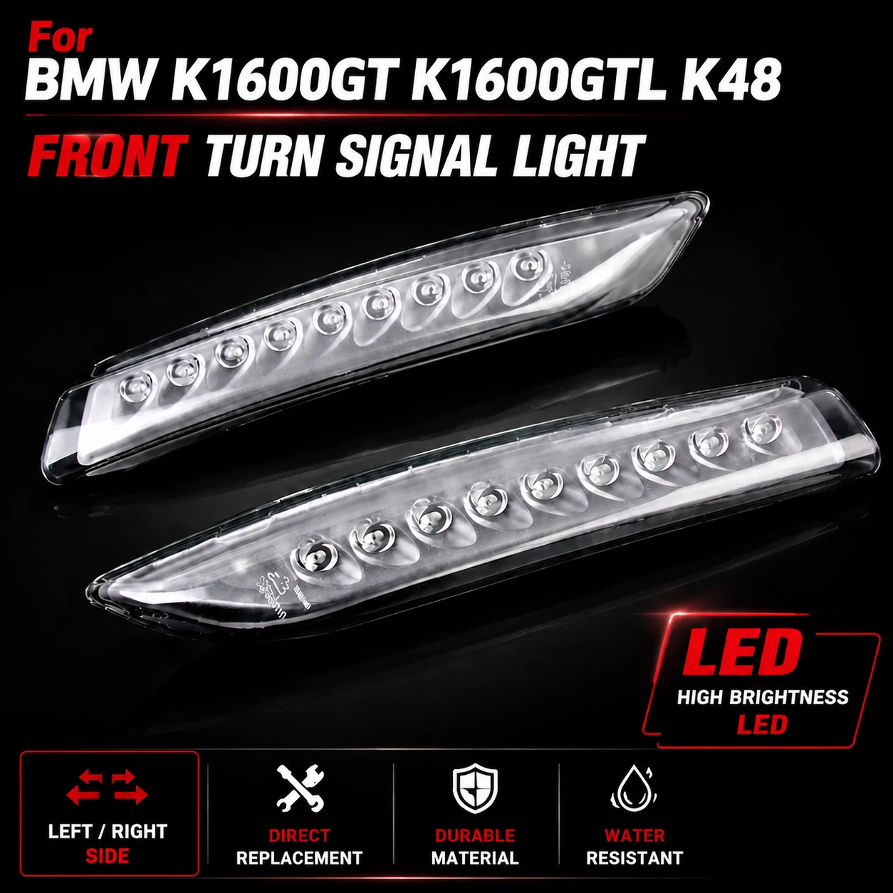 Front Turn Signal Light Amber LED Indicator For BMW K1600GTL K1600G K 1600 GT K1600 GTL K4812V Motorcycle Indicators Accessories