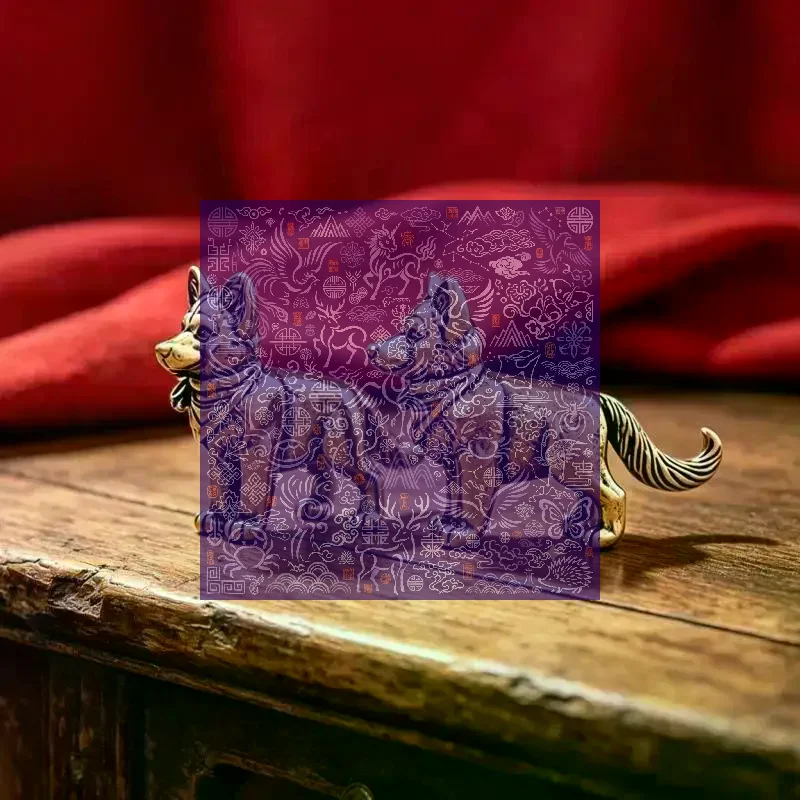 1Pcs Solid Brass Large Wolf Dog Chinese Zodiac Dog Chinese Rural Dog Vintage Decorative Table Tea Pet Handicraft Ornament